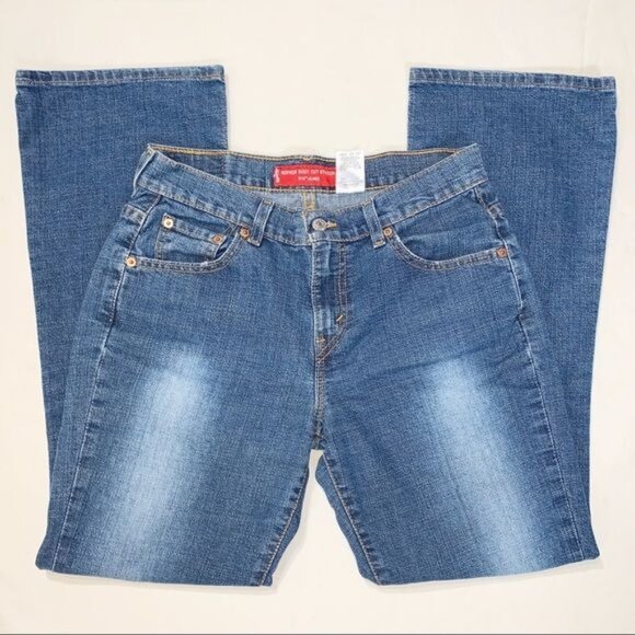 Levi's 515 Nouveau Women's Low Rise Blue Denim Boot Cut Stretch Jeans Size 6 - Picture 3 of 7